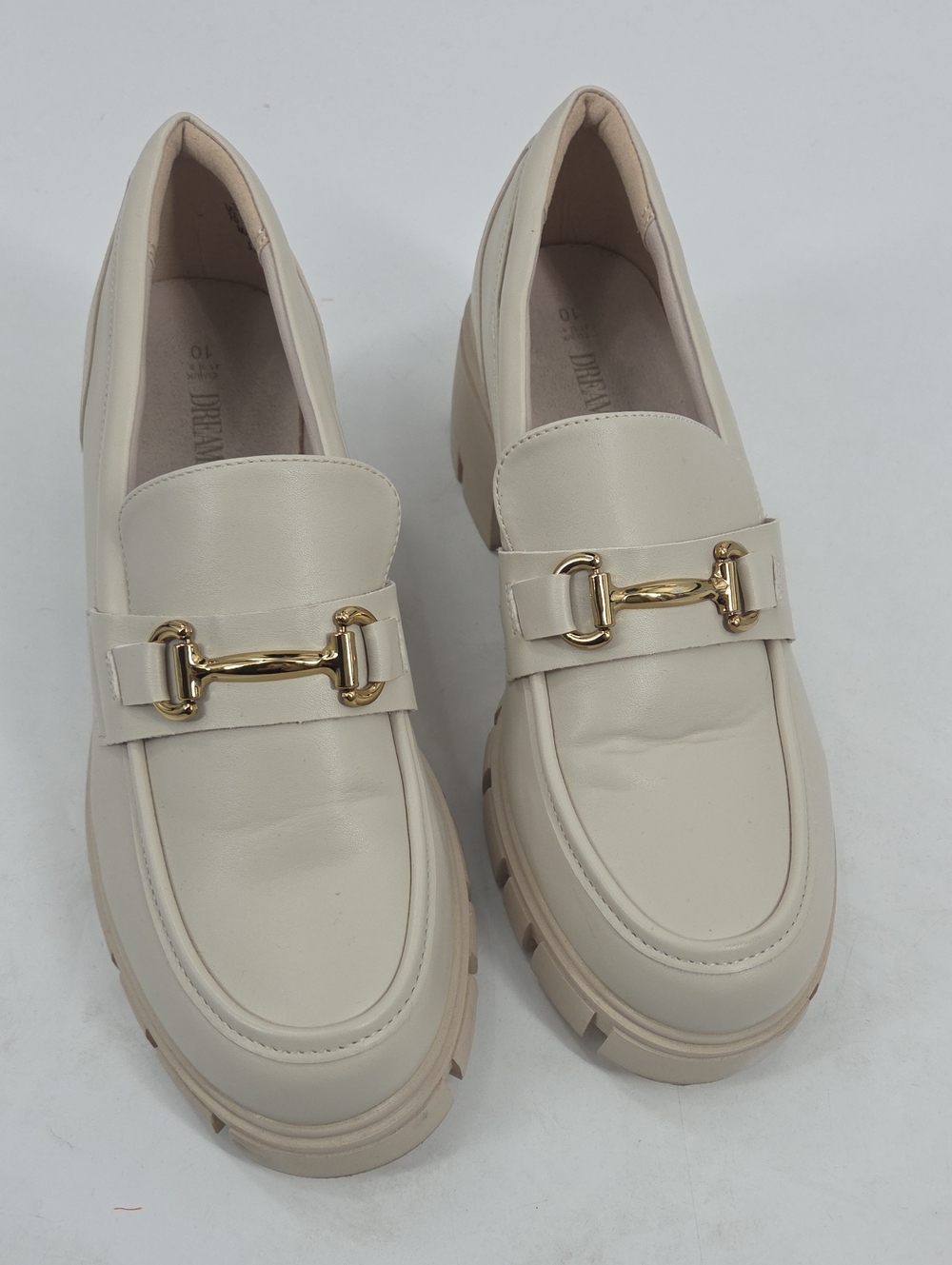 Beige Chunky Loafer with Gold Bit Accent - Picture 9 of 16